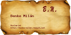 Benke Milán névjegykártya