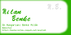 milan benke business card
