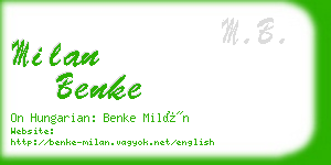 milan benke business card